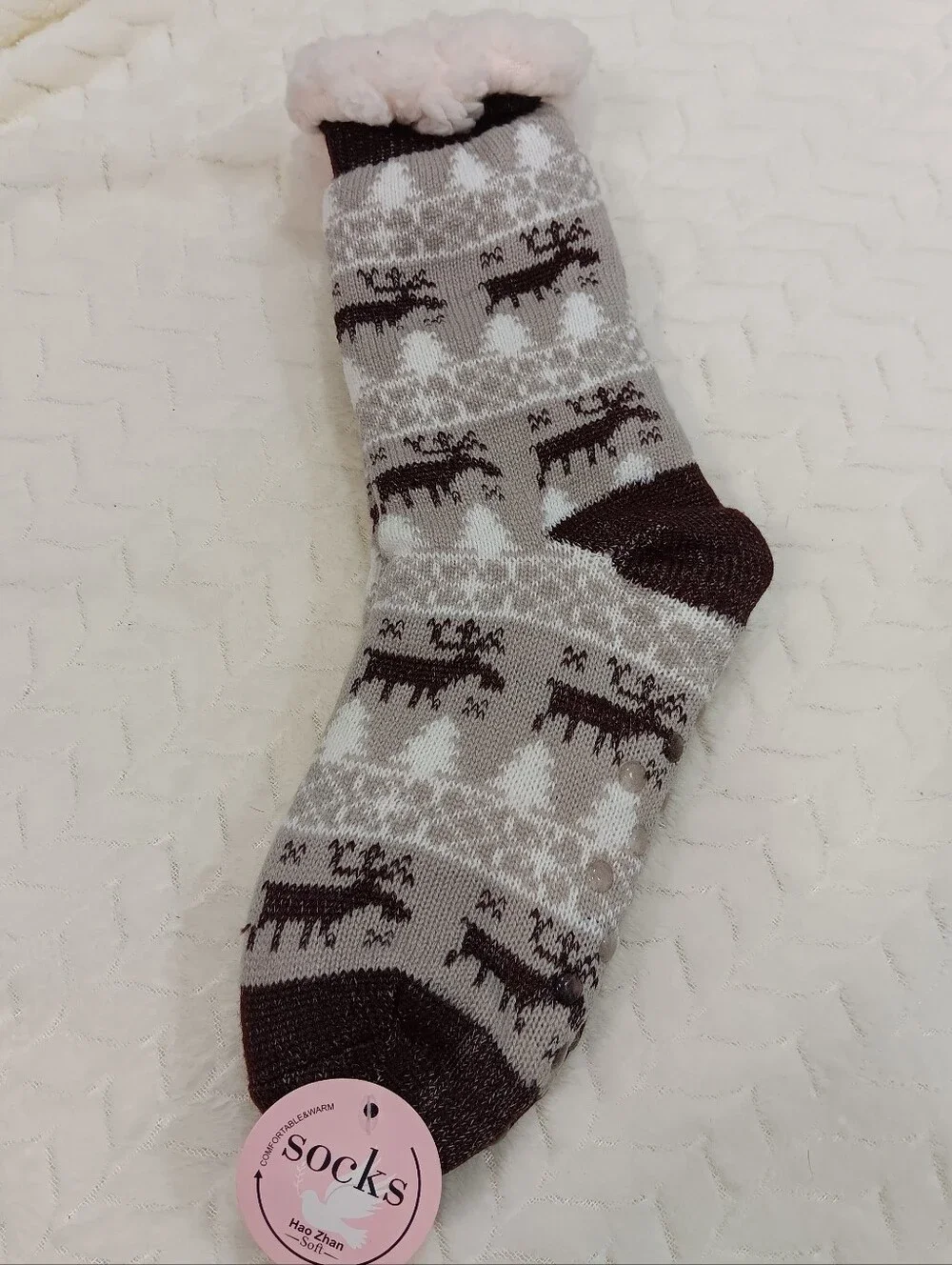 Hao Zhan Cozy Fleece-Lined Slipper Socks